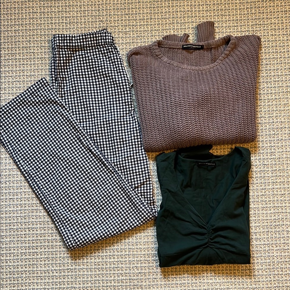 Brandy Melville pants, sweater and top.